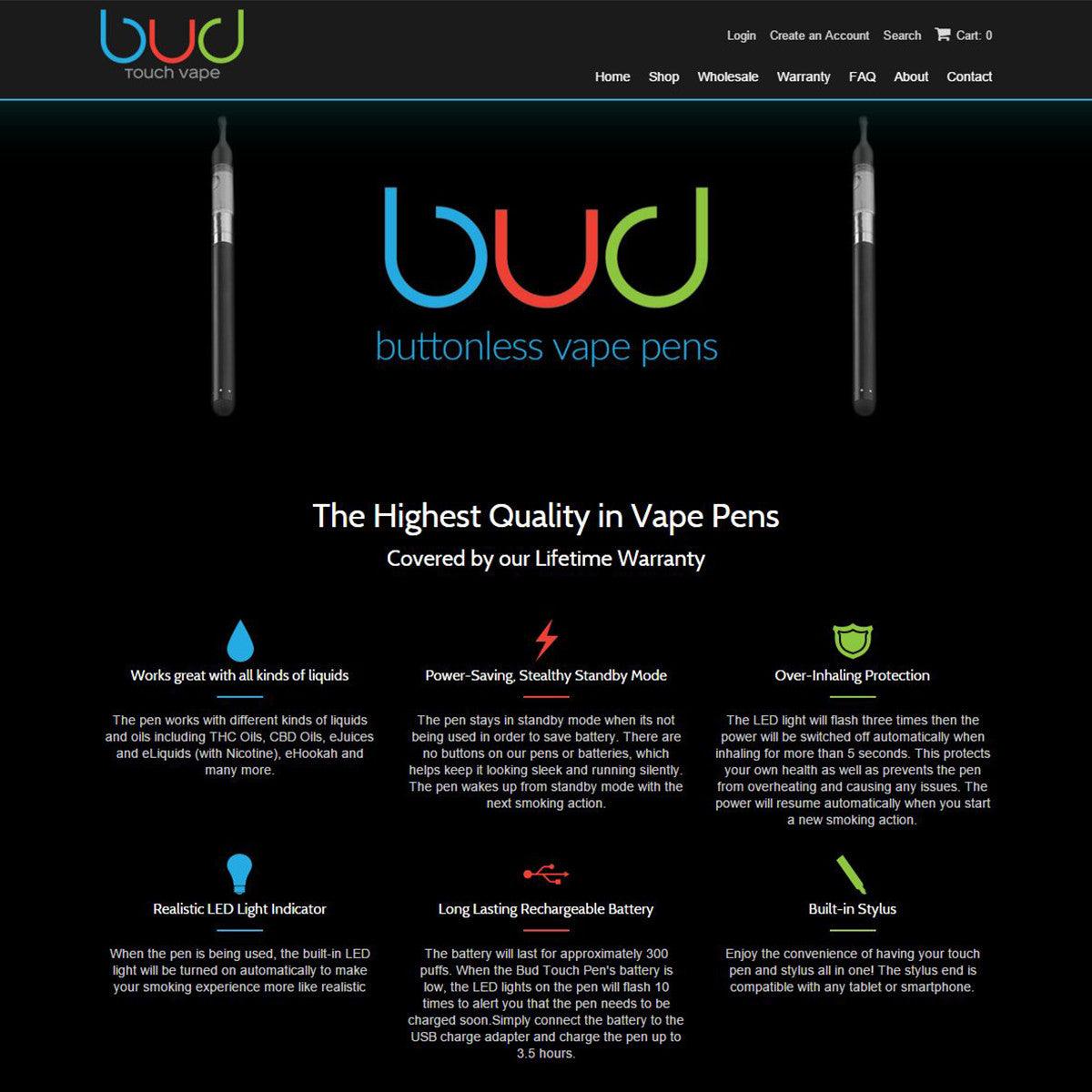 Bud Touch Vape - Photography and Web Design - Los Angeles, US based Shopify Experts Revo Designs