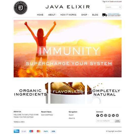 Java Elixir - Photography and Web Design - Los Angeles, US based Shopify Experts Revo Designs
